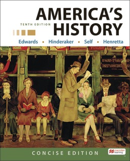 Cover: America's History, Concise Edition, Combined, 10th Edition by Rebecca Edwards; Eric Hinderaker; Robert O. Self; James A. Henretta