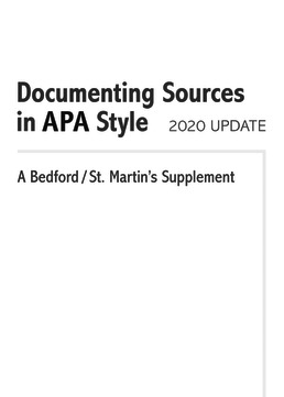 Cover: Documenting Sources in APA Style: 2020 Update, 1st Edition by Bedford/St. Martin's