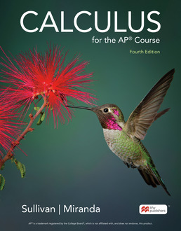 A book cover titled CALCULUS for the A P Course, Fourth Edition by Sullivan and Miranda shows a hummingbird flying towards a flower.