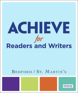 Cover: Achieve for Readers and Writers (1-Term Access; Multi-Course), 3rd Edition by Bedford/St. Martin's