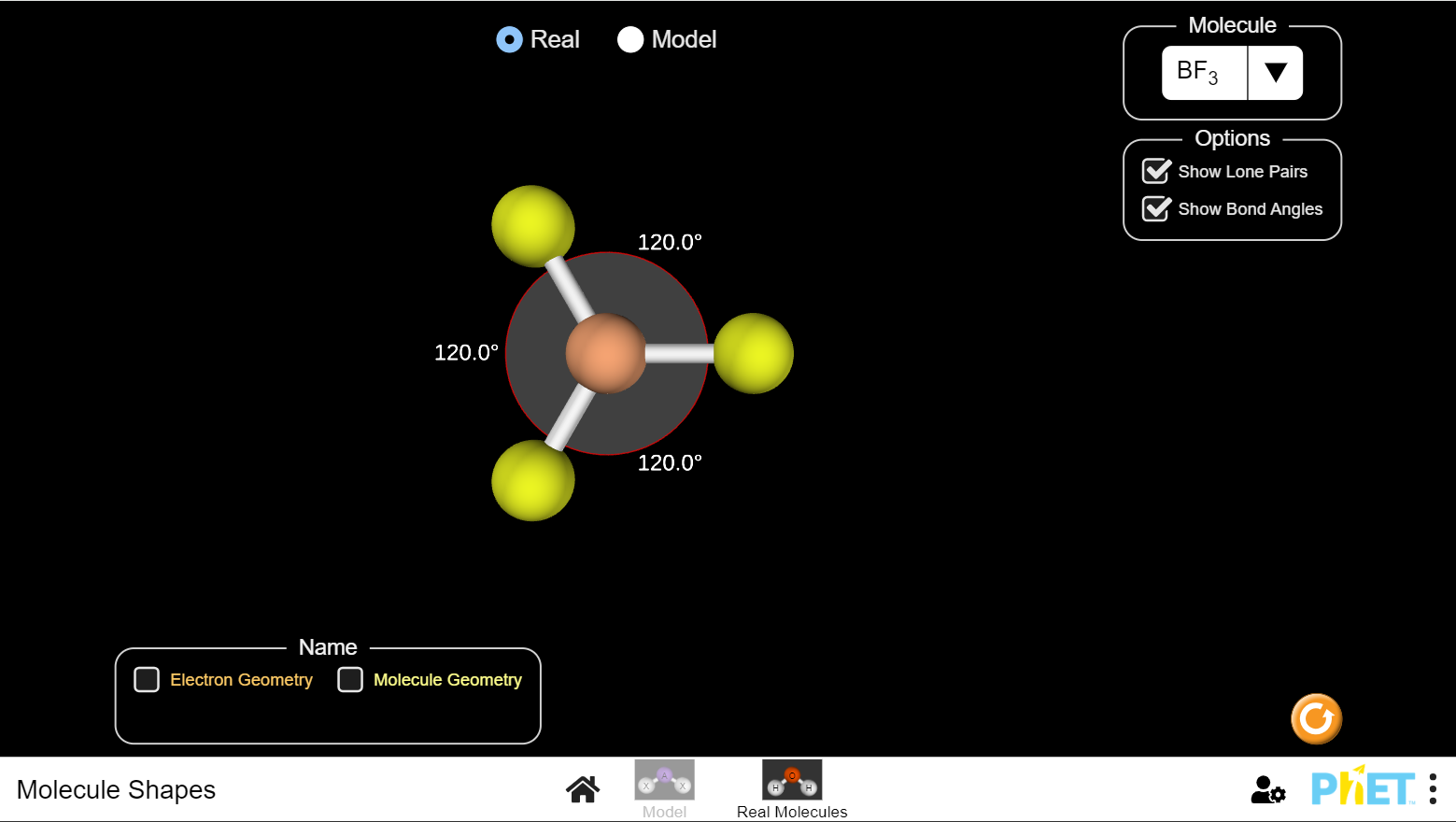 screenshot of phet simulation