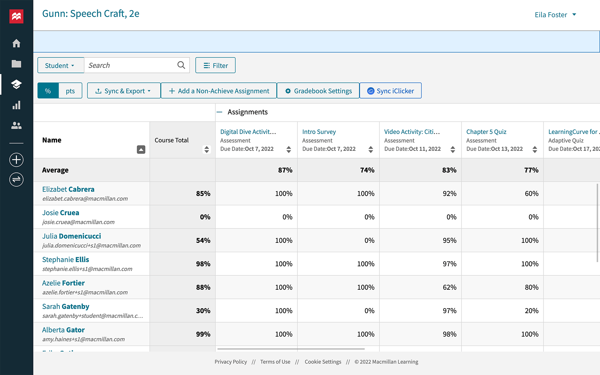 achieve gradebook