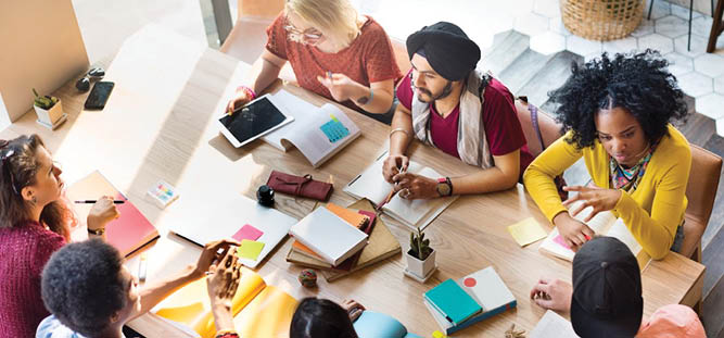 Group of students at table