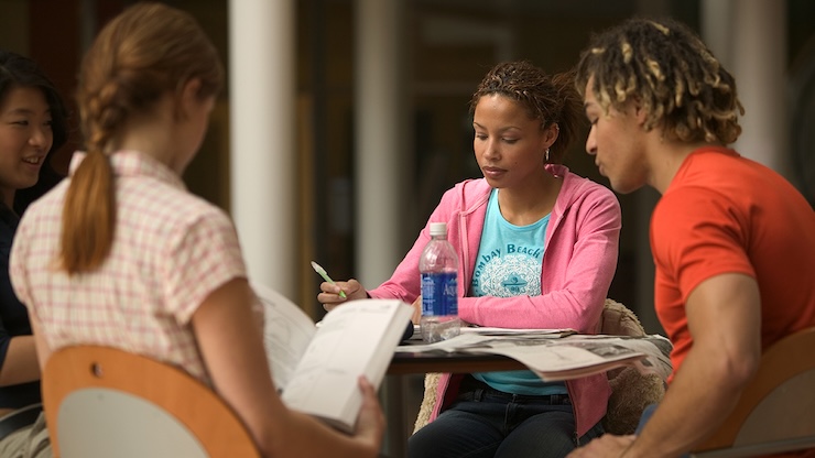 A group of students studying