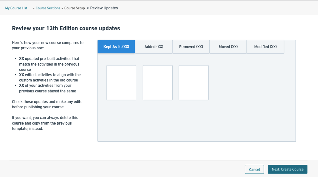 Course Creator new edition step 2