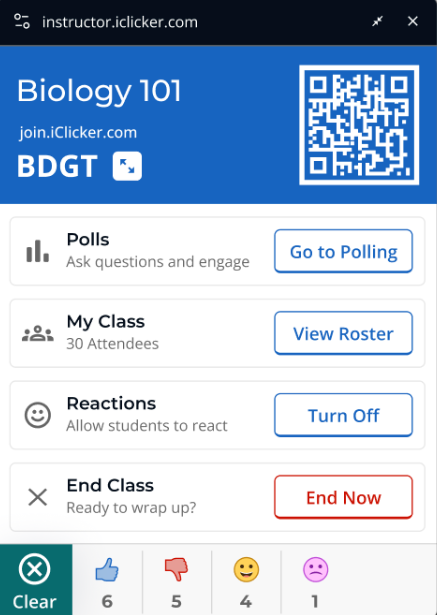 iClicker reactions interface