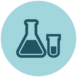 An icon of labs is presented with a conical flask and a test tube. It is featured as a discipline on 