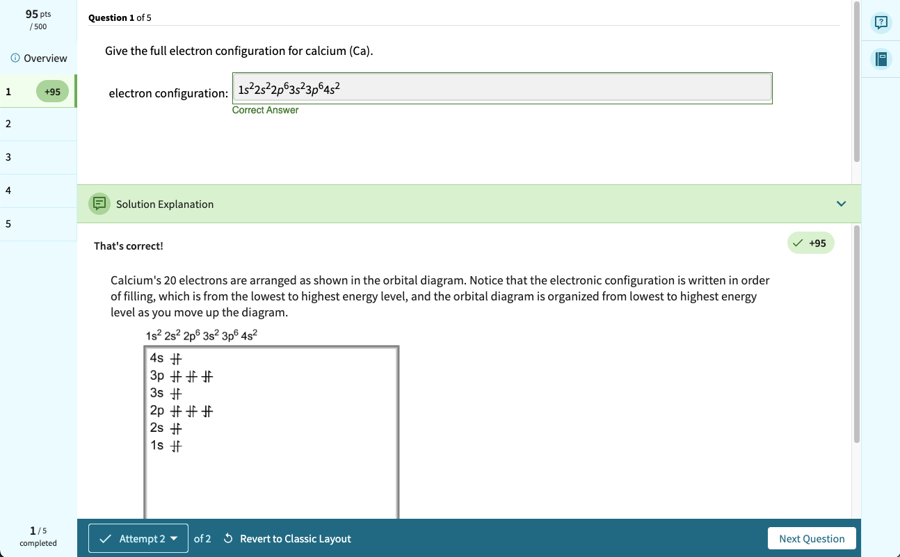 Updated assessment UI screenshot desktop view