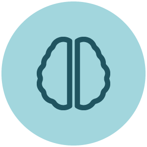 An icon for Independent study resources shows an illustration of the brain inside a blue circle. The left and right sections of the brain are separated.