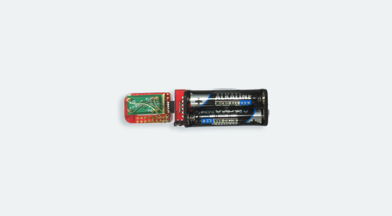 alkaline batteries connected to mini circuit board