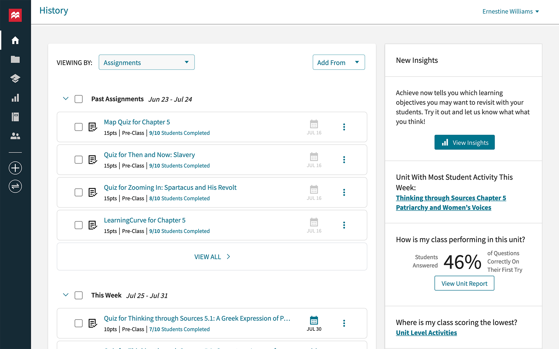 A screenshot shows a browser history of the MacMillan page. In the top left corner, the Macmillan learning logo is present. A few icons are present below the logo. There is a list of course content mentioned along with corresponding checkboxes.