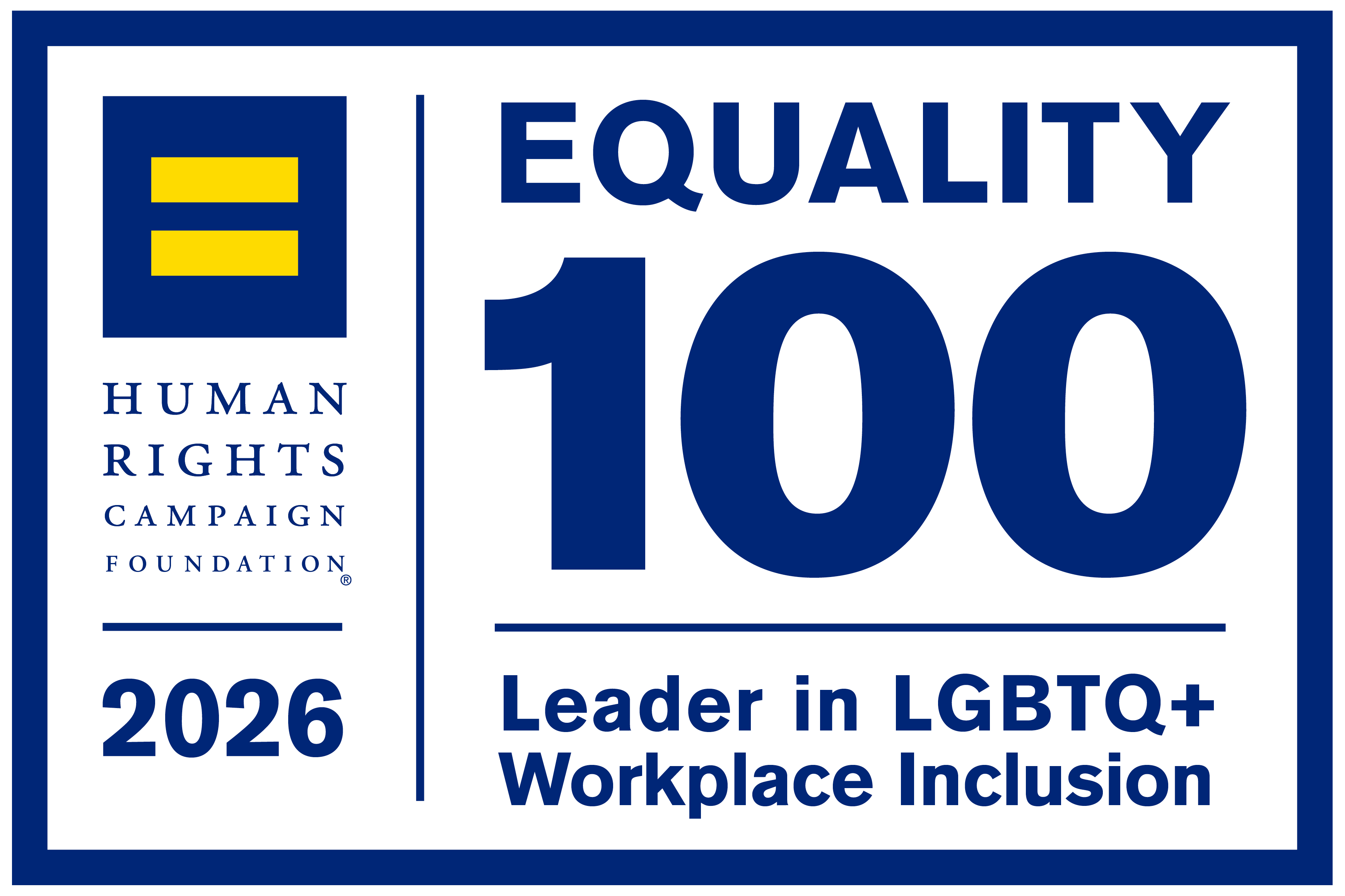 Human Rights Campaign award description with HRC logo, a blue box with yellow equal sign
