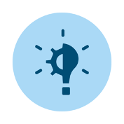 An icon for Innovate with Purpose shows the illustration cross-sectionally cut depicting the sun on the left and a light bulb on the right inside a blue circle.