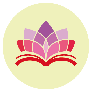 Lotus flower colored in pink, purple, and red