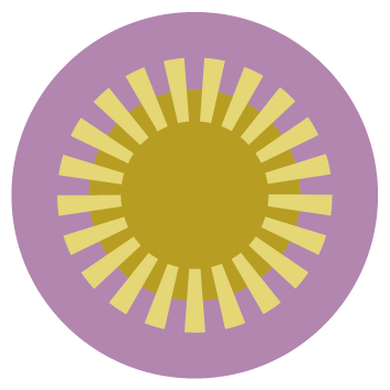 Yellow sun icon inside a purple circle