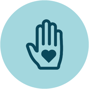 A heart-in-hand icon is represented as a component for integrity in Macmillan Learning.