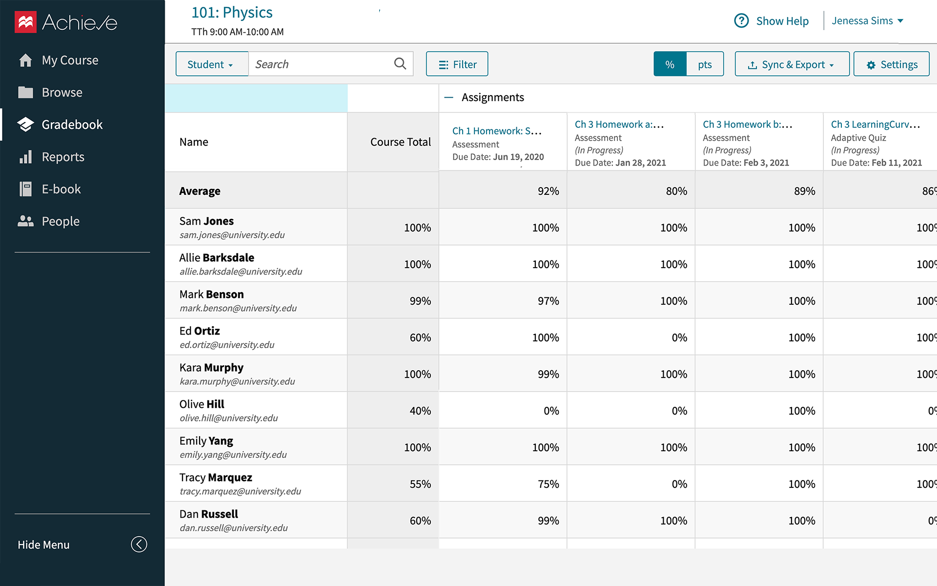 achieve gradebook