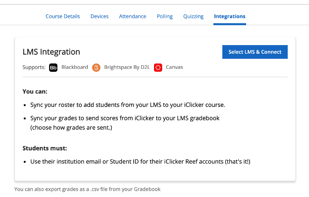 iClicker Integration Screenshot