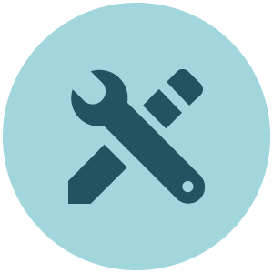 An icon for Custom Labs shows an illustration of a wrench and a pencil kept in a cross position inside a circle.