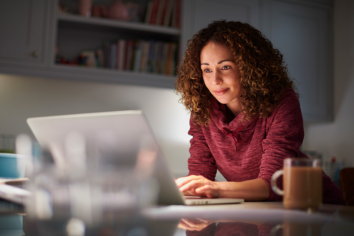 a woman at a laptop