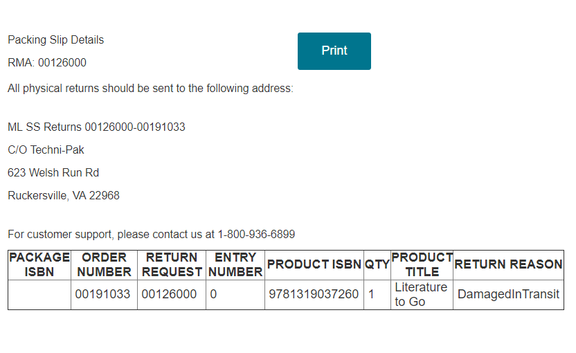 rental packing slip